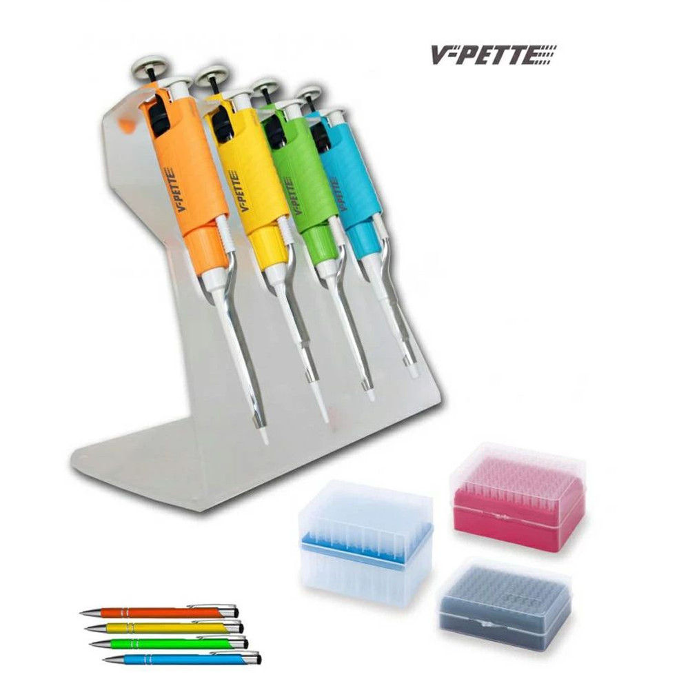 (33-414) V-Pette Pipettor Starter Kit Includes 4 Colored V-Pettes 4 Pipettors/Unit