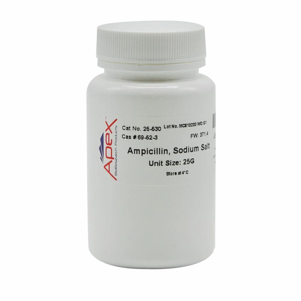 (25-530) Ampicillin, Sodium Salt CAS# 69-52-3; MW 371.4, USP 25 g/Unit