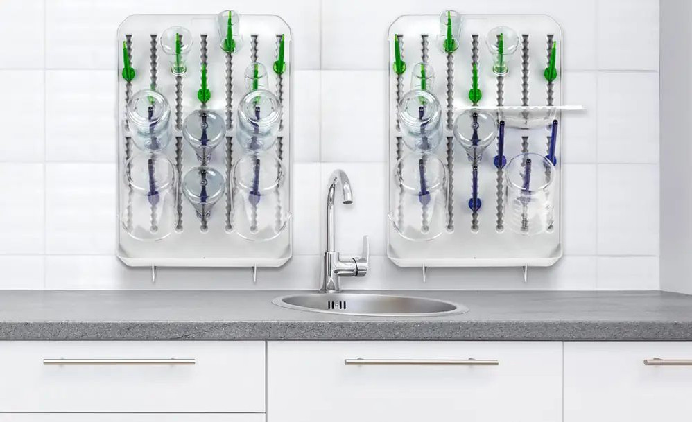 (93-242) Lab Drying Rack Set Wall/Bench Grey/Green/Blue 1 Rack/Unit