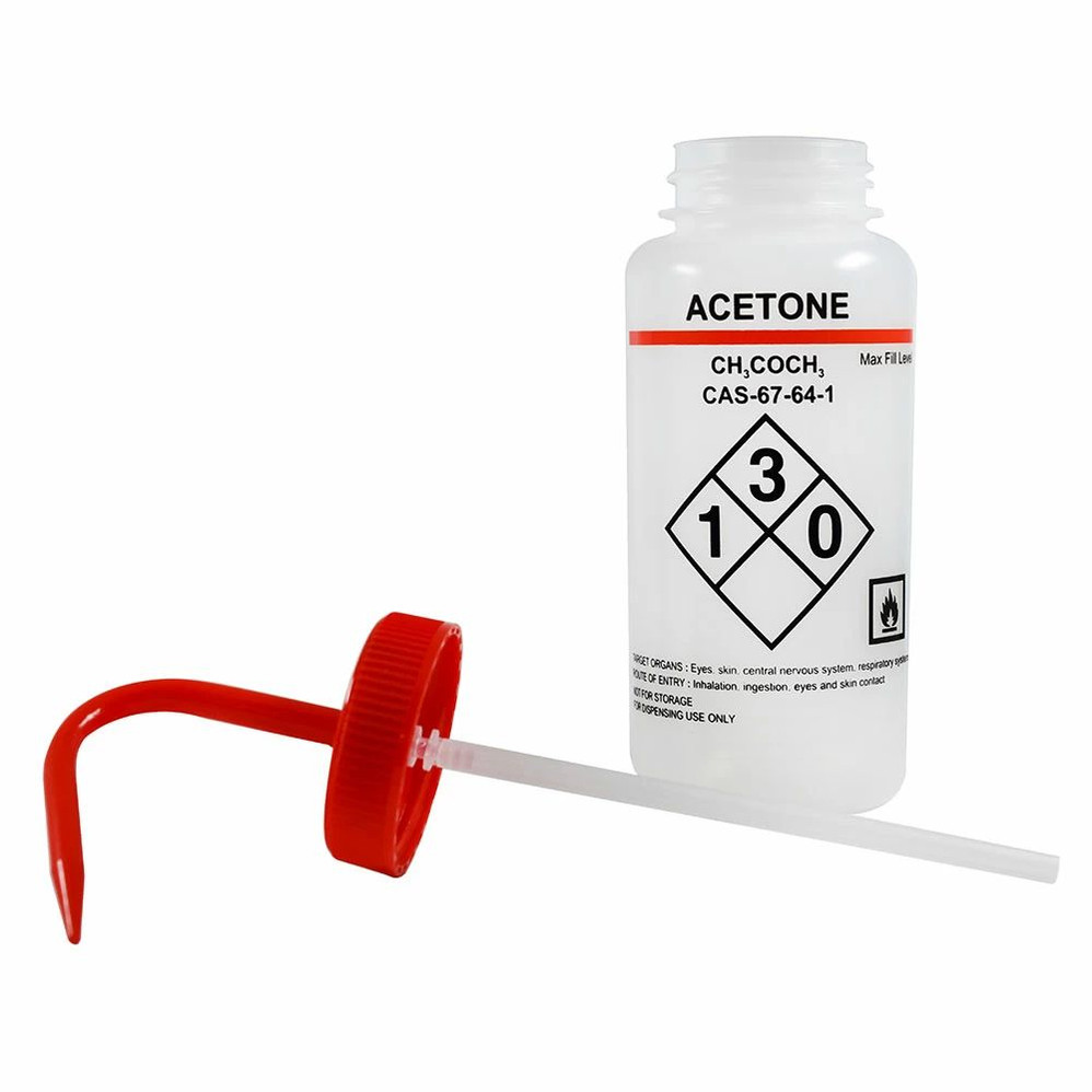 (75-187) 500ml Labeled Wash Bottle - Acetone LDPE, Self-Venting 1 Bottle/Unit