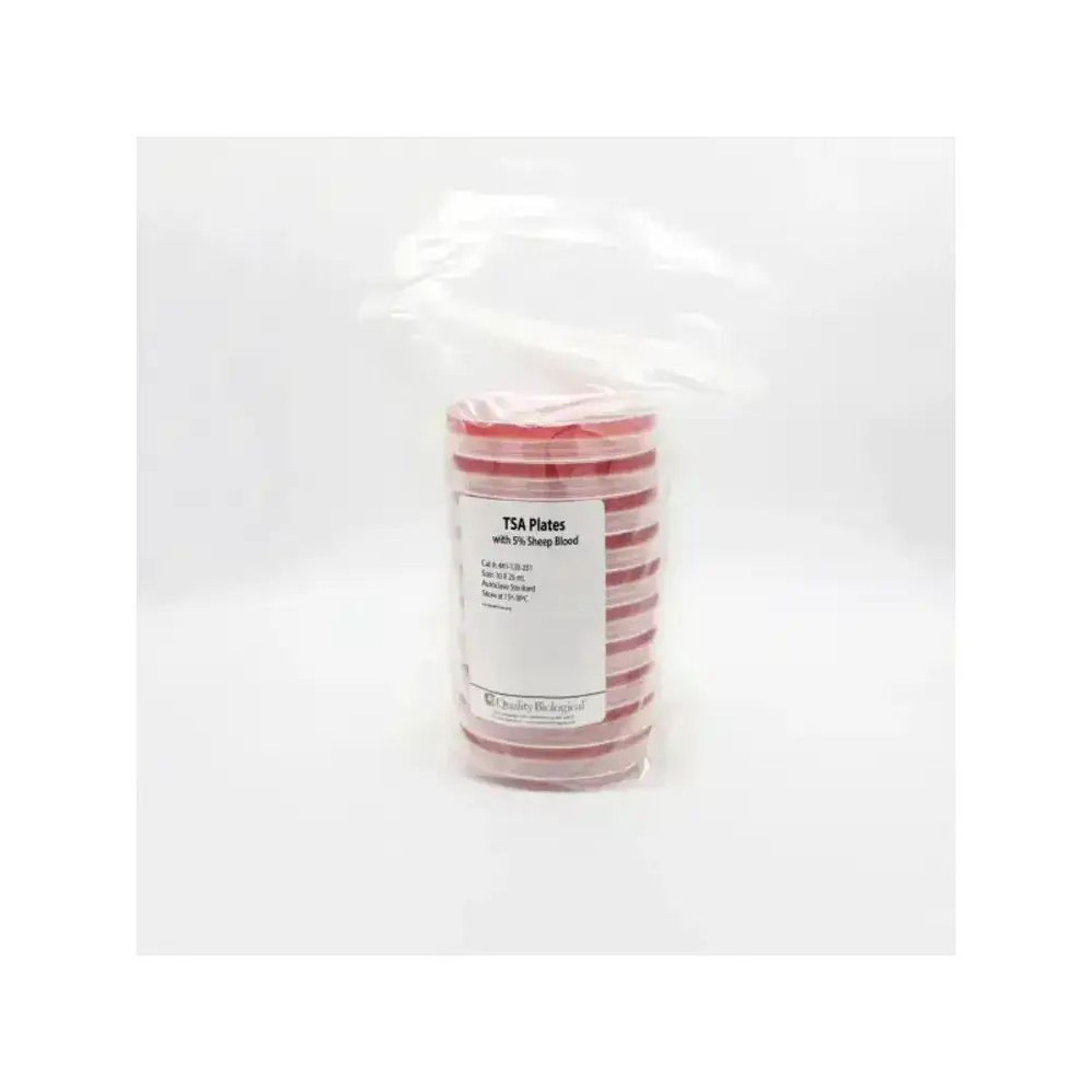 (25-965) TSA Plates with 5% Sheep Blood TSA Plt w/5% SB,25ml 100 Plates/Unit