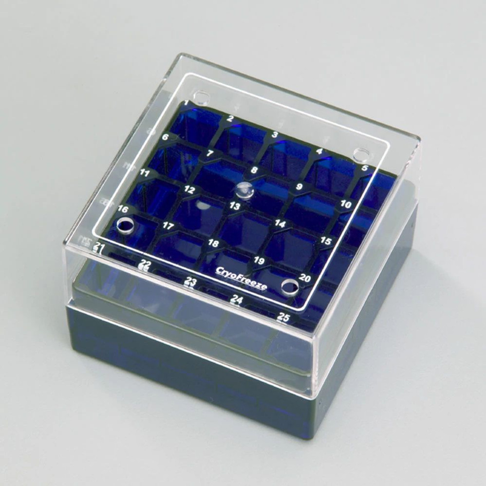 25-Place Cryo Box with Lid for 1-1.8ml Tubes