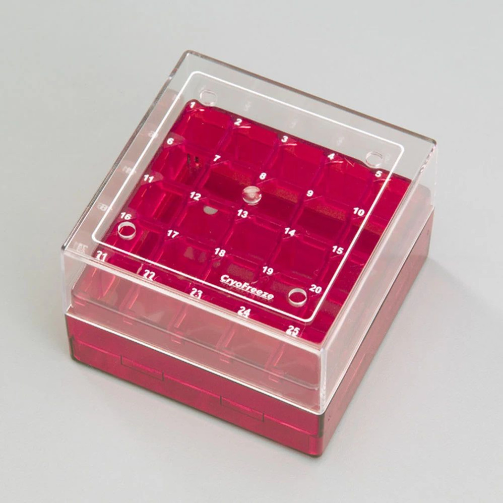25-Place Cryo Box with Lid for 1-1.8ml Tubes