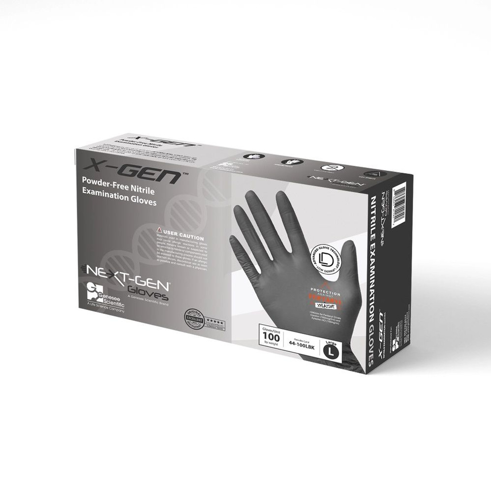 NEXT-GEN 44-100LBK NEXT-GEN 44-100LBK X-GEN Nitrile Gloves, L, Black, PF, 3 mil, 10 Boxes of 100 Gloves/Unit, Black, PF, 3 mil, 10 Boxes of 100 Gloves/Unit Tertiary Image