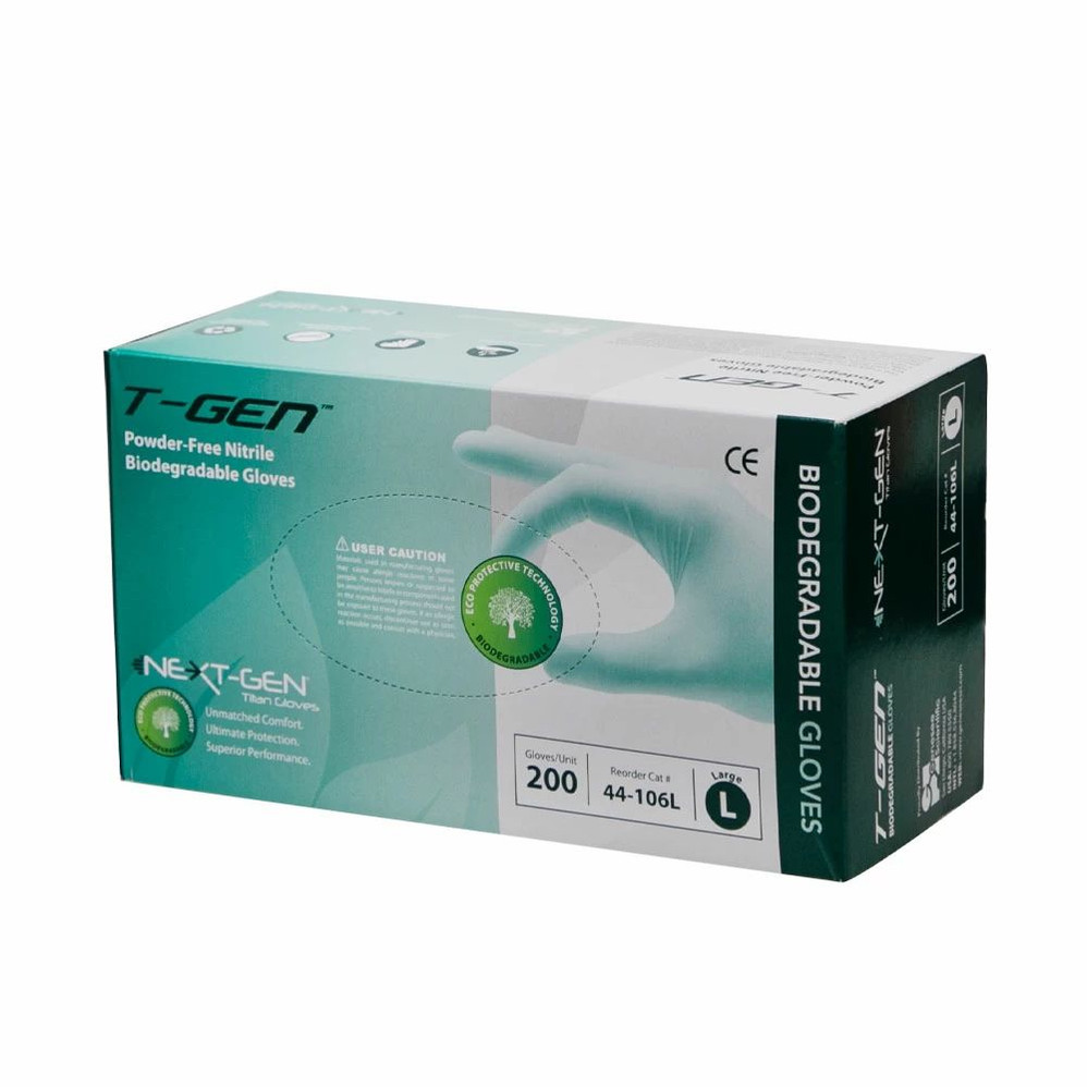 T-GEN Biodegradable Nitrile Gloves, Powder-Free