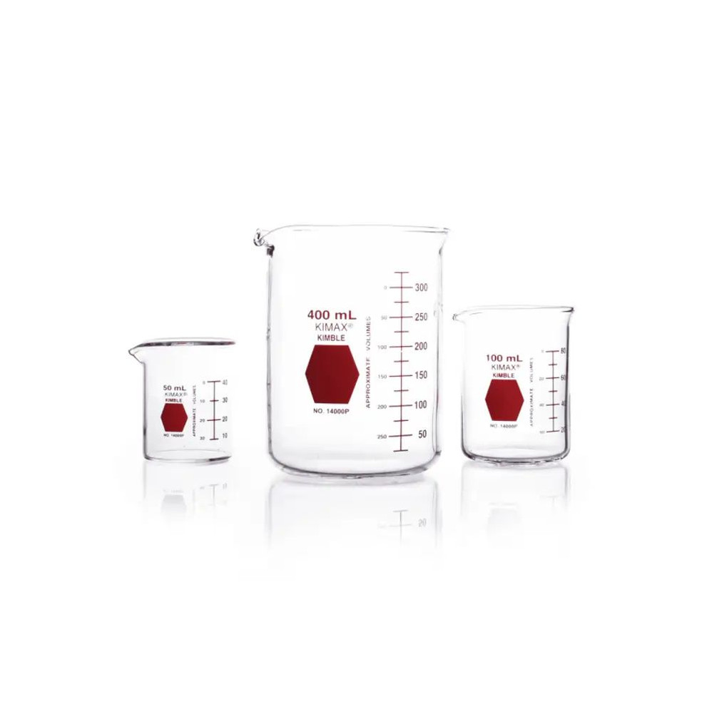 KIMBLE® Griffin Beakers, Red, Low-Scale