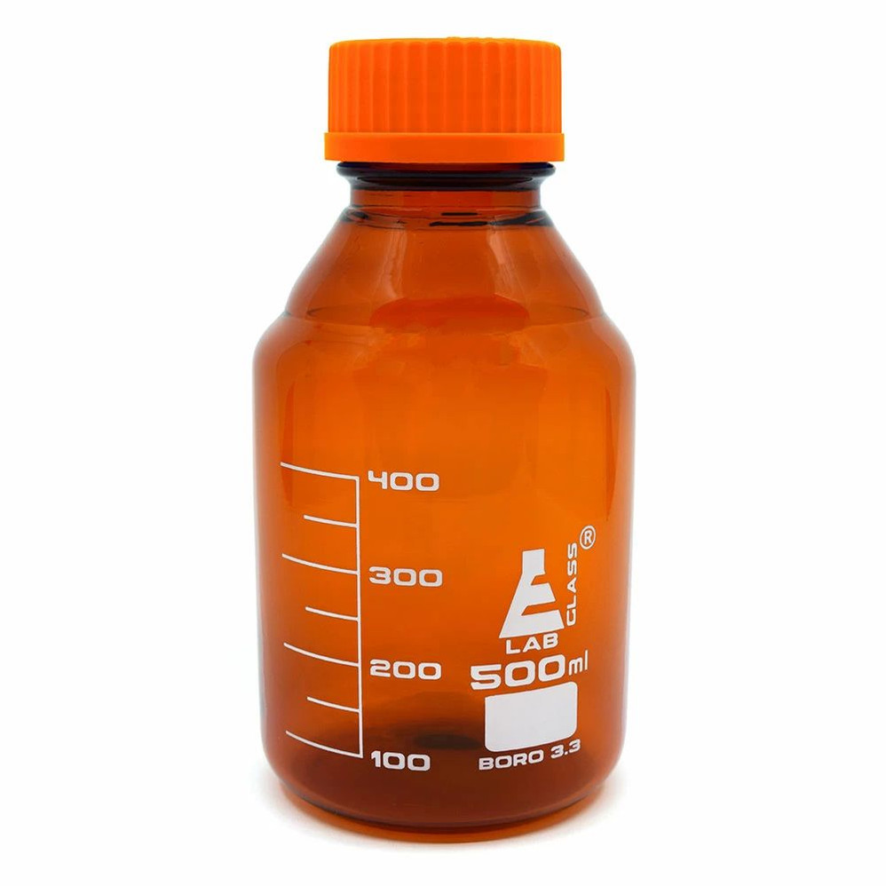 Eisco Screw Cap Media Bottles, Amber Glass