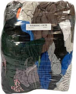Bulk Reclaimed Mixed Color Fleece Rags- 8 lbs. (Compressed) image