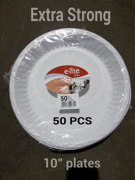 10" Extra Strong White Disposable Plate (50 Pieces)