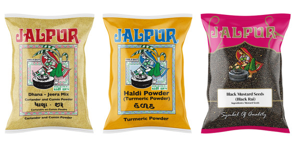 Jalpur Millers Spice Combo Pack - Coriander & Cumin Powder 500g - Turmeric Powder 500g - Black Mustard Seeds 500g (3 Pack)