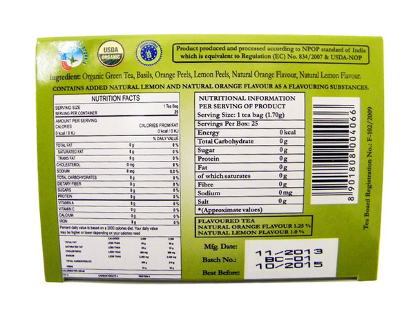 Eco Valley Organic Green Tea - Holy Basil & Citrus - 42.5g