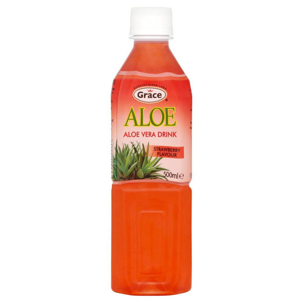 Grace Aloe Vera & Strawberry Juice Drink - 500ml - Single Bottle (500ml x 1 Bottle)