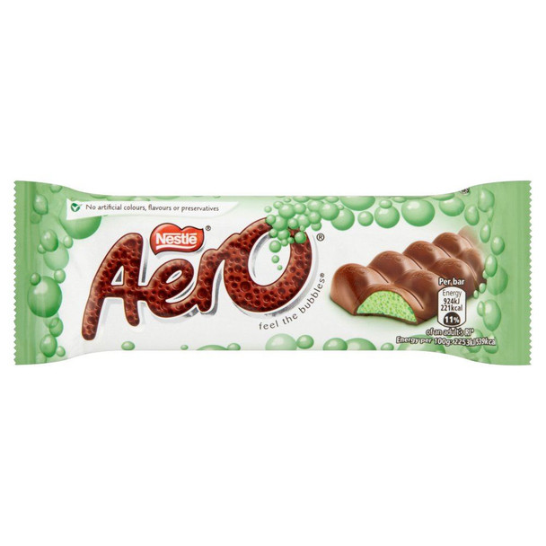 Aero Bubbly Mint Bar - 40g - Pack of 3 (40g x 3 Bars)