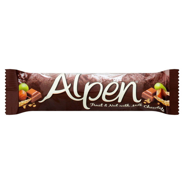 Alpen Fruit & Nut With Milk Chocolate Cereal Bar - 29g - Pack of 12 (29g x 12 Bars)