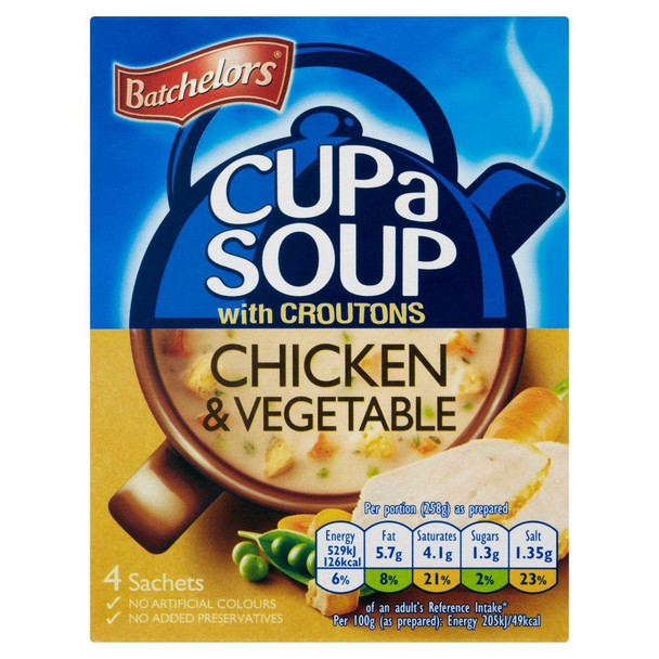 Batchelors Cup A Soup Chicken & Vegetable - 110g - Pack of 6 (110g x 6)