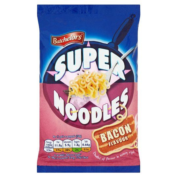 Batchelors Super Noodles Bacon - 100g - Pack of 6 (100g x 6)