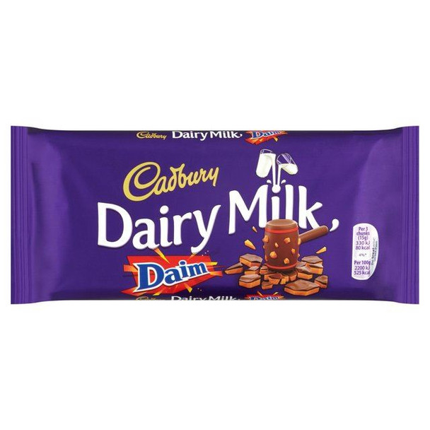 Cadburys Dairy Milk Daim - 120g - Pack of 2 (120g x 2 Bars)