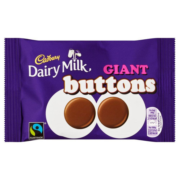 Cadburys Giant Buttons - 40g - Pack of 12 (40g x 12 Bags)