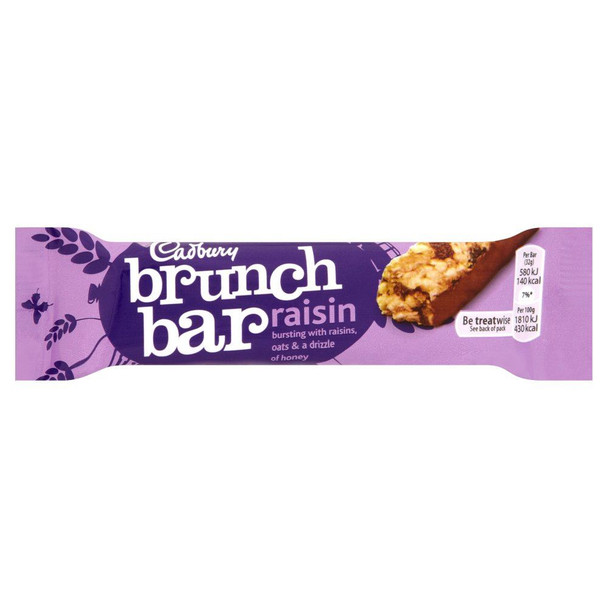 Cadburys Raisin Brunch Bar - 32g - Pack of 12 (32g x 12 Bars)