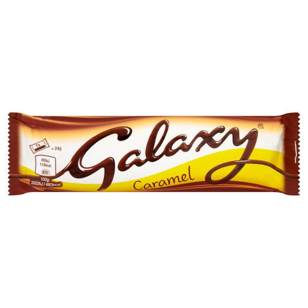 Galaxy Twin Caramel Chocolate Bar - 48g - Pack of 6 (48g x 6 Bars)