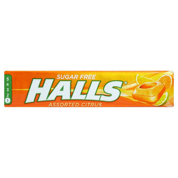 Halls Citrus Sugar Free - 34g - Pack of 6 (34g x 6 Sticks)