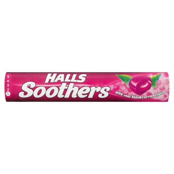 Halls Soothers Blackcurrant - 45g - Pack of 12 (45g x 12 Sticks)
