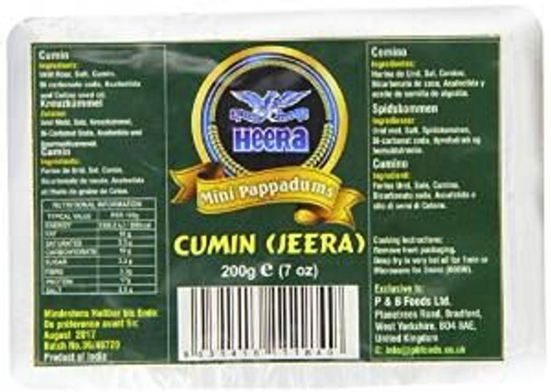 Heera Mini Papad Jeera Pack of 5 - 5 x 200g