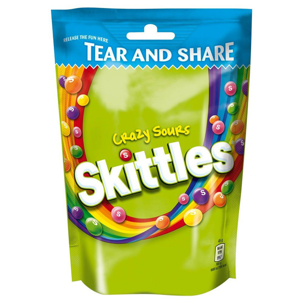 Skittles Crazy Sour Pouch - 174g - Pack of 4 (174g x 4 Pouches)