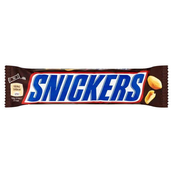 Snickers Chocolate Bar - 48g - Pack of 12 (48g x 12 Bars)