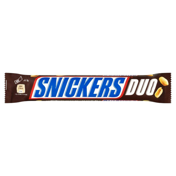 Snickers Duo Chocolate Bar - 83.4g - Pack of 2 (83.4g x 2 Bars)