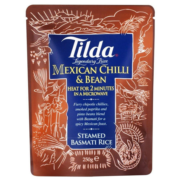 Tilda Steamed Basmati Mexican Chilli & Bean Rice - 250g (Pack of 6)