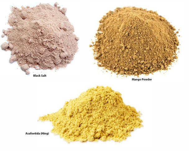 Jalpur Millers Spice Combo Pack - Black Salt 100g - Dry Mango Powder 100g - Asafoetida 50g (3 Pack)