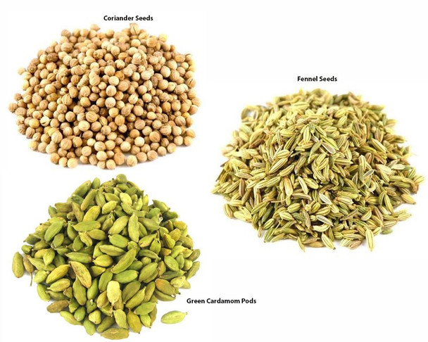 Jalpur Millers Spice Combo Pack - Fennel Seeds 100g - Green Cardamom Pods 100g - Coriander Seeds 100g (3 Pack)