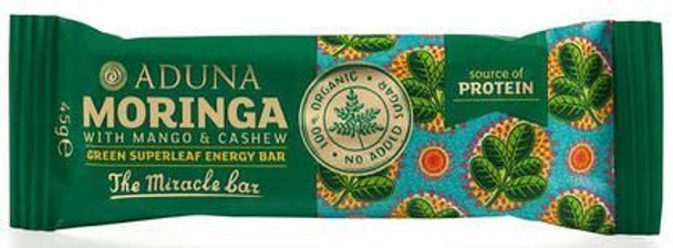 Aduna - Moringa, Mango & Cashew Green Superleaf Energy Bar - 45g (Pack of 16)