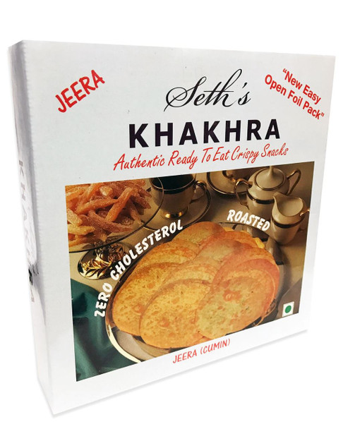 Seth's - Khakhara Authentic Crispy Snack - Jeera Flavour (Cumin Flavour) - 200g (Pack of 2)