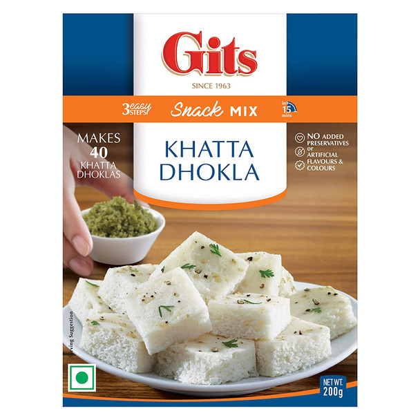 Gits - Khatta Dhokla - (read to cook savoury rice lentil cake dry mix) - 1kg