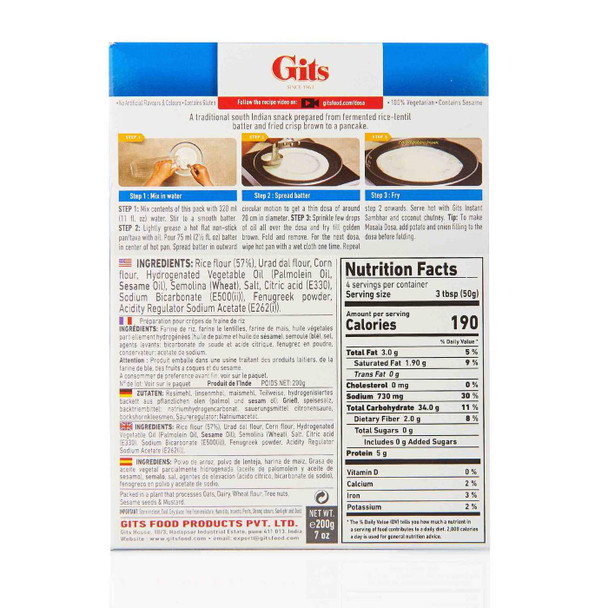 Gits - Uttapam - (ready to cook savoury rice pan cake dry mix) - 200g