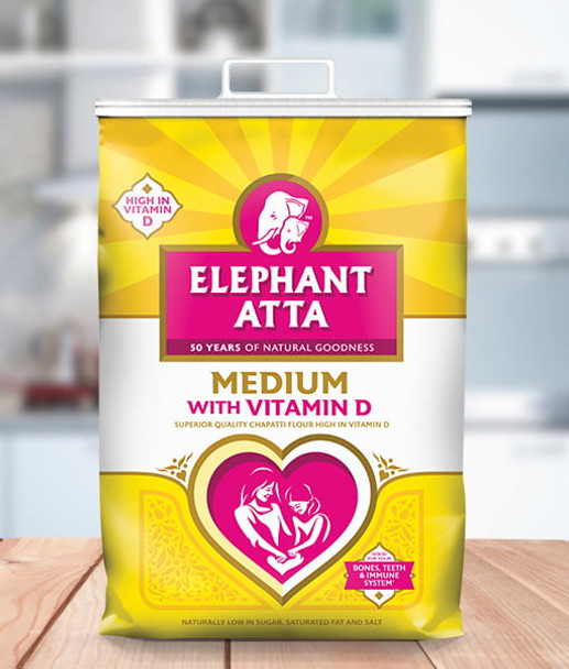 Elephant - Medium With Vitamin D - (superior quality chappati flour high in vitamin d) - 5kg