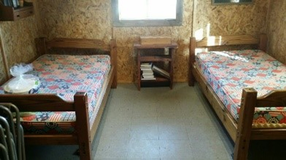 Beds in the hunting cabin.