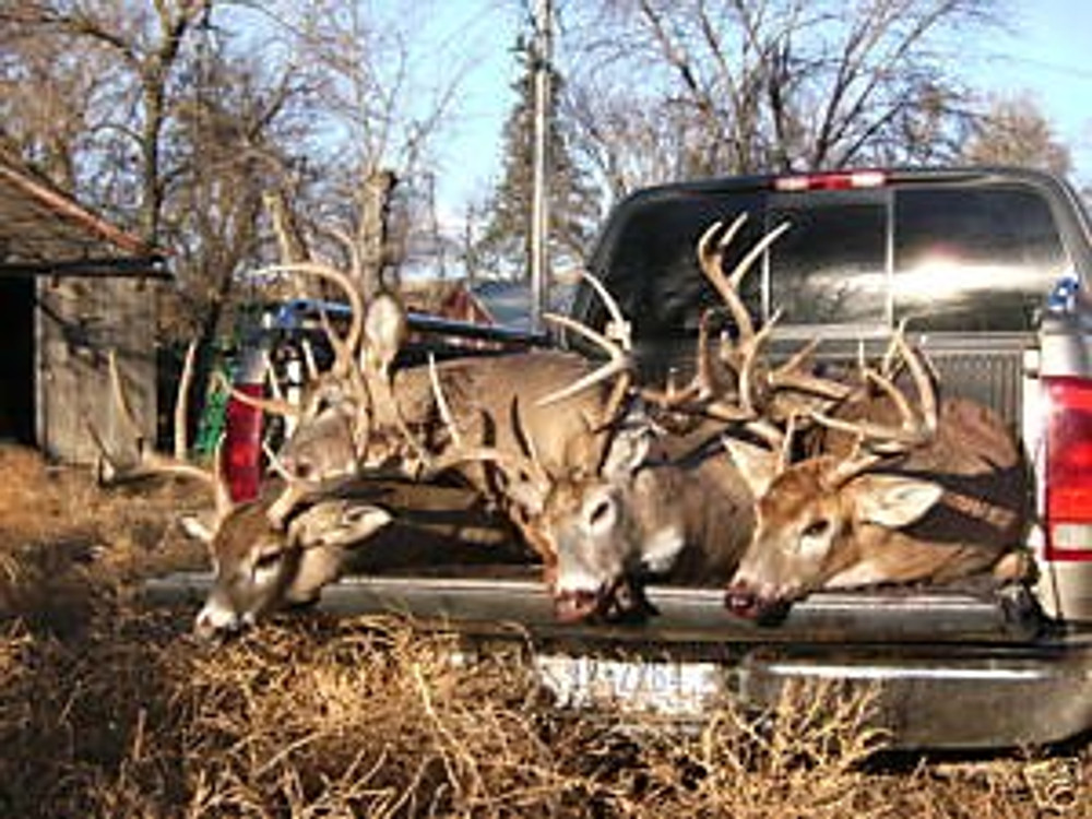 Successful group of whitetail hunters.