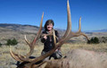 Happy woman with her Wyoming trophy elk.