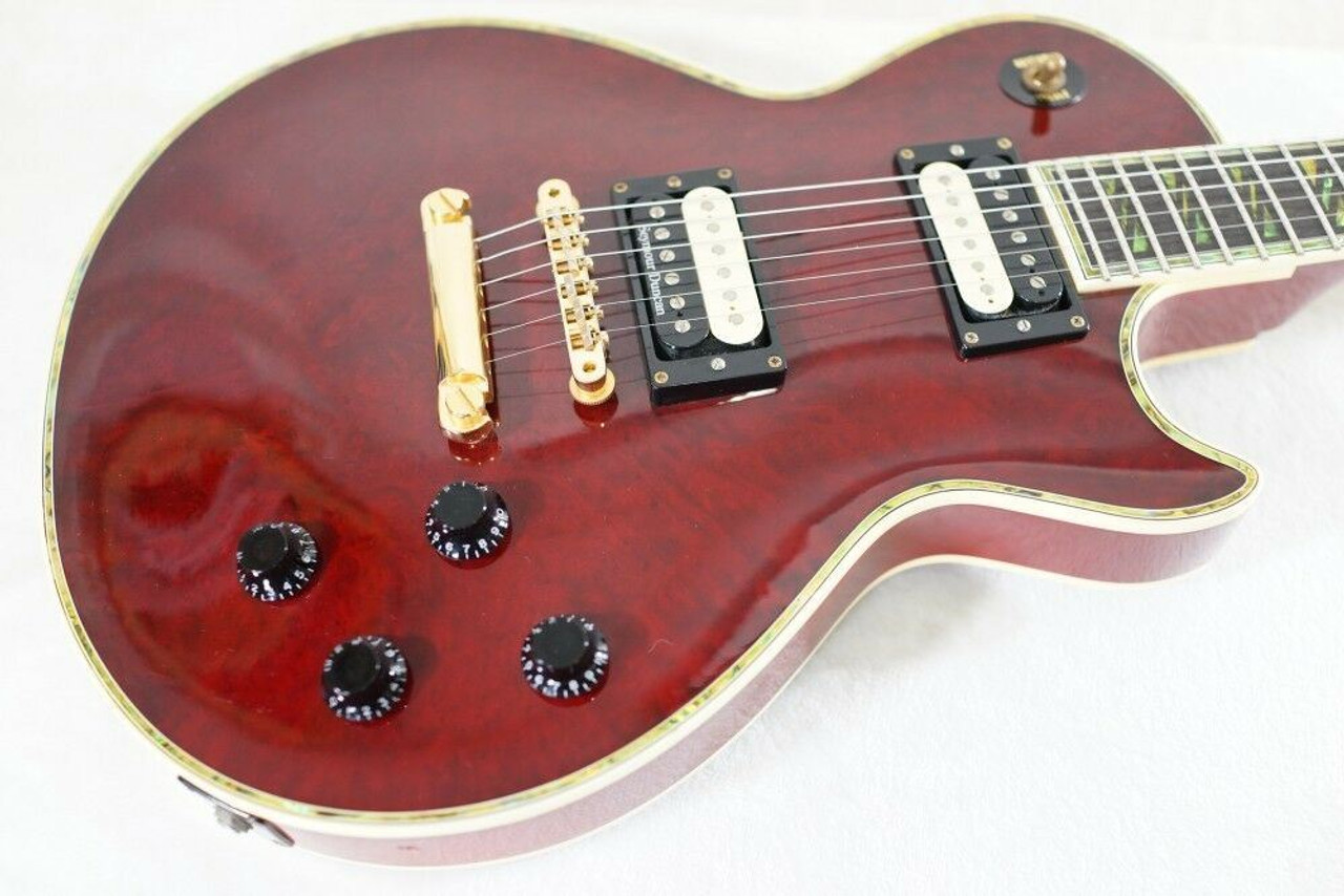 Used! ESP Japan -Edwards- Les Paul Custom Burl Maple Guitar E-LP-117CTM Red