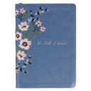 Classic Faux Leather Journal Be Still & Know Psalm 46:10 Blue Floral Embroidered Inspirational Notebook