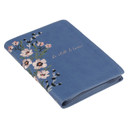 Classic Faux Leather Journal Be Still & Know Psalm 46:10 Blue Floral Embroidered Inspirational Notebook