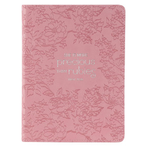 Christian Art Gifts Strawberry Pink Floral Vegan Leather Small Journal Inspirational Scripture Women's Notebook More Precious Than Rubies Bible Verse Christian Art Gifts Strawberry Pink Floral Vegan Leather Small Journal Inspirational Scripture Women's Notebook More Precious Than Rubies Bible Verse