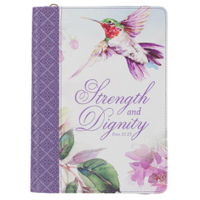 Christian Art Gifts Vegan Leather Zipped Journal, Inspirational Women's Notebook Strength and Dignity Scripture Christian Art Gifts Vegan Leather Zipped Journal, Inspirational Women's Notebook Strength and Dignity Scripture