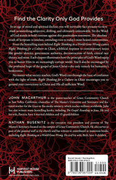 Right Thinking for a Culture in Chaos Back Cover