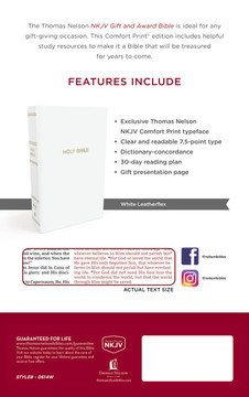NKJV, Gift and Award Bible, Leather-Look, White, Red Letter, Comfort Print NKJV, Gift and Award Bible, Leather-Look, White, Red Letter, Comfort Print