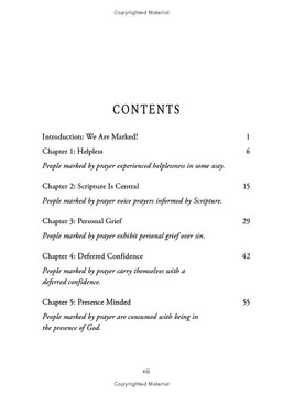 Marked by Prayer Table of Contents