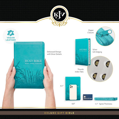 KJV Standard Size Thumb Index Edition: Zippered Turquoise